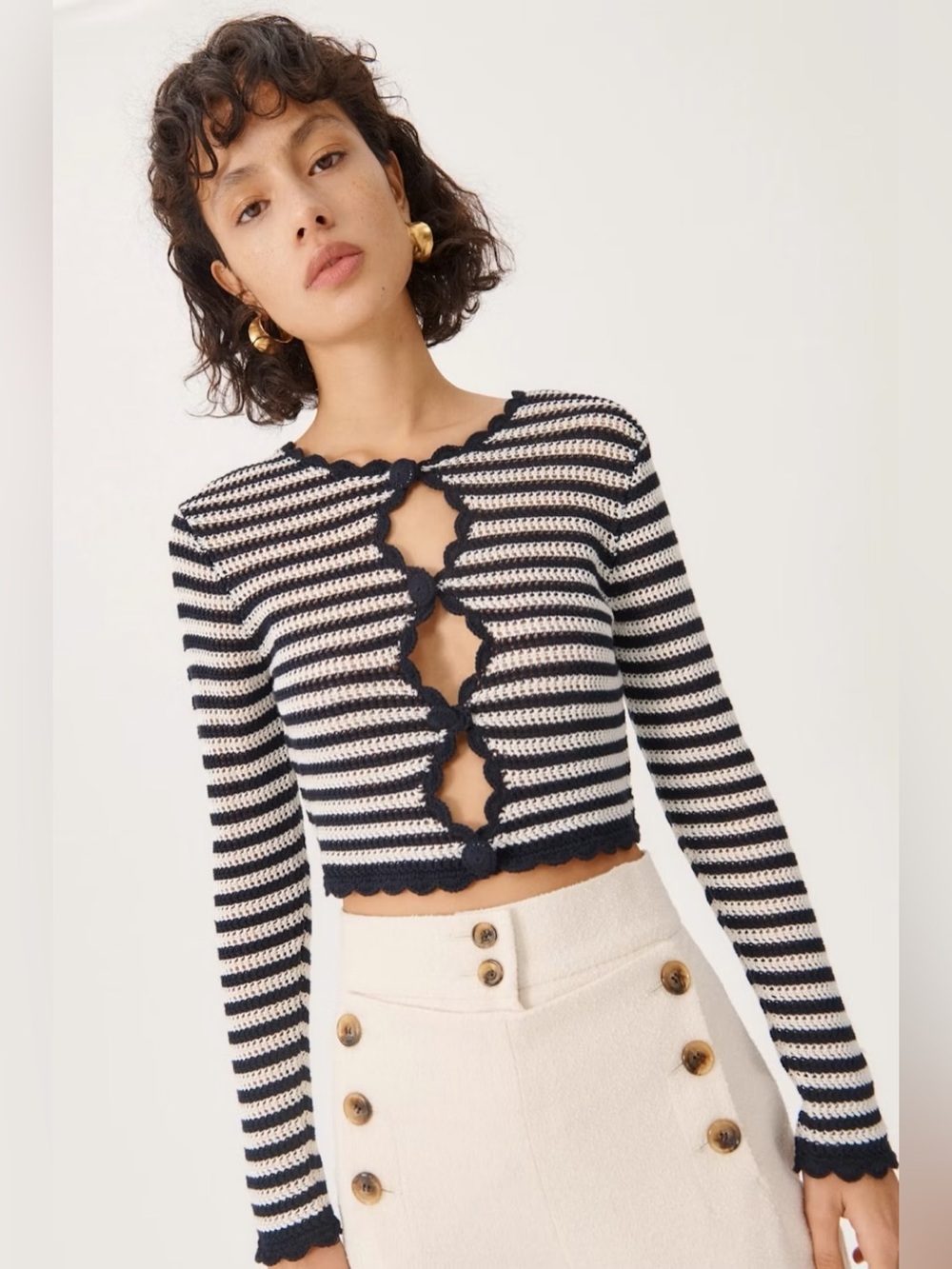 ALEXA CHUNG ‘Coralie’ Crochet Cardigan 100% Cotton